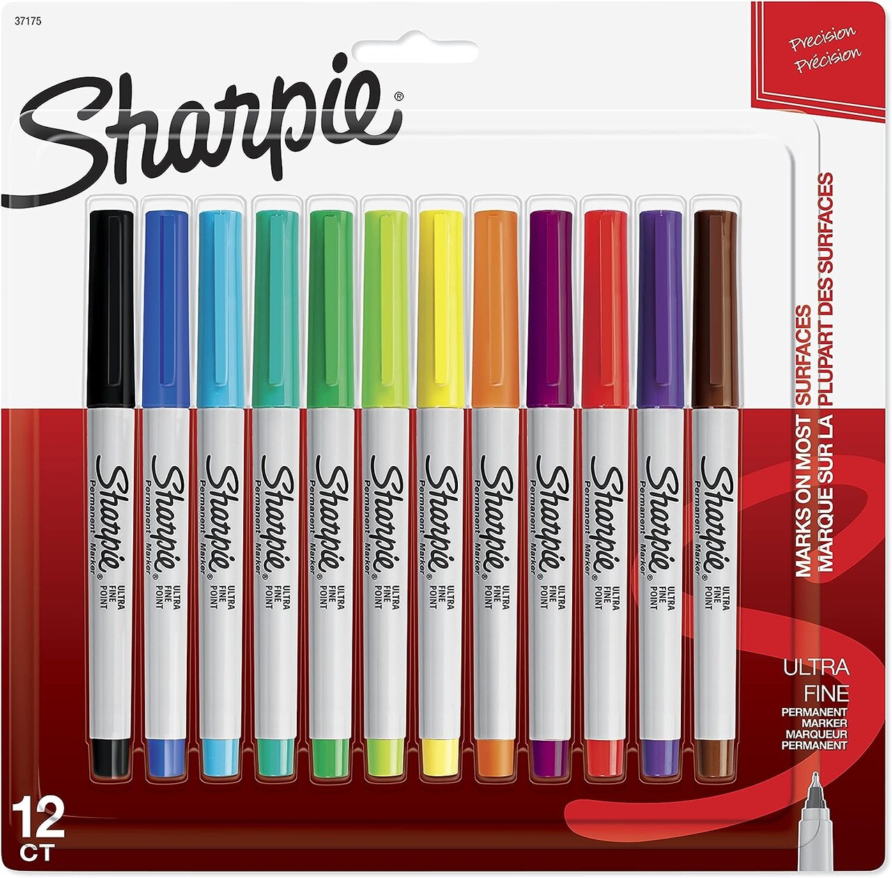 Permanent Markers, Ultra Fine Point, Assorted Colors, 12 Count (37175PP)